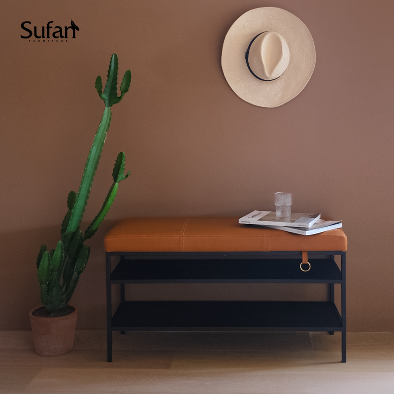 舒梵换鞋凳现代简约家用门口软包坐垫穿鞋凳北欧床尾凳长凳鞋架凳