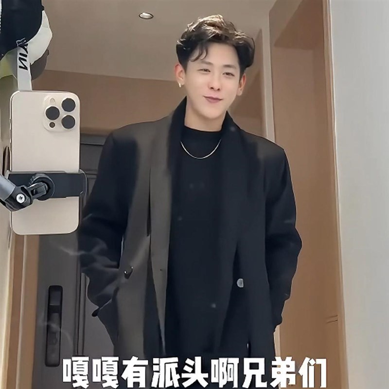 高级感双面呢大衣男中长款呢子外套冬季过膝保暖双层领假两件风衣