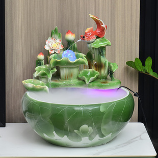景德镇手工陶瓷流水喷泉摆件客厅玄关桌面鱼缸循环水开业乔迁礼