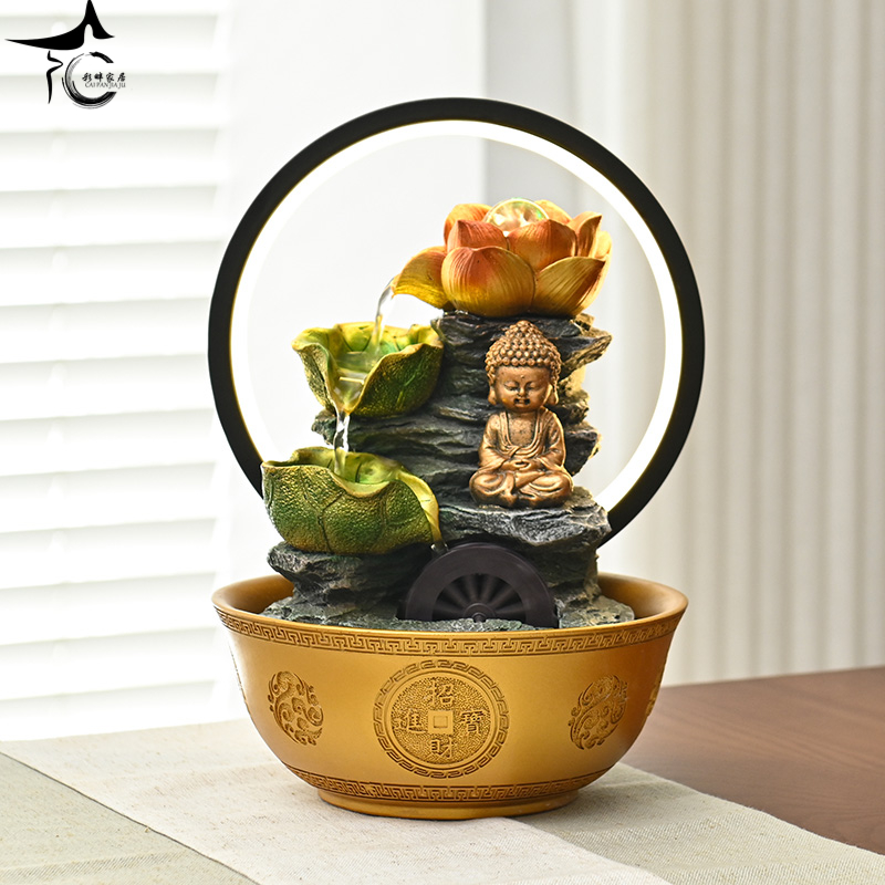 佛像莲花流水小摆件转运礼品