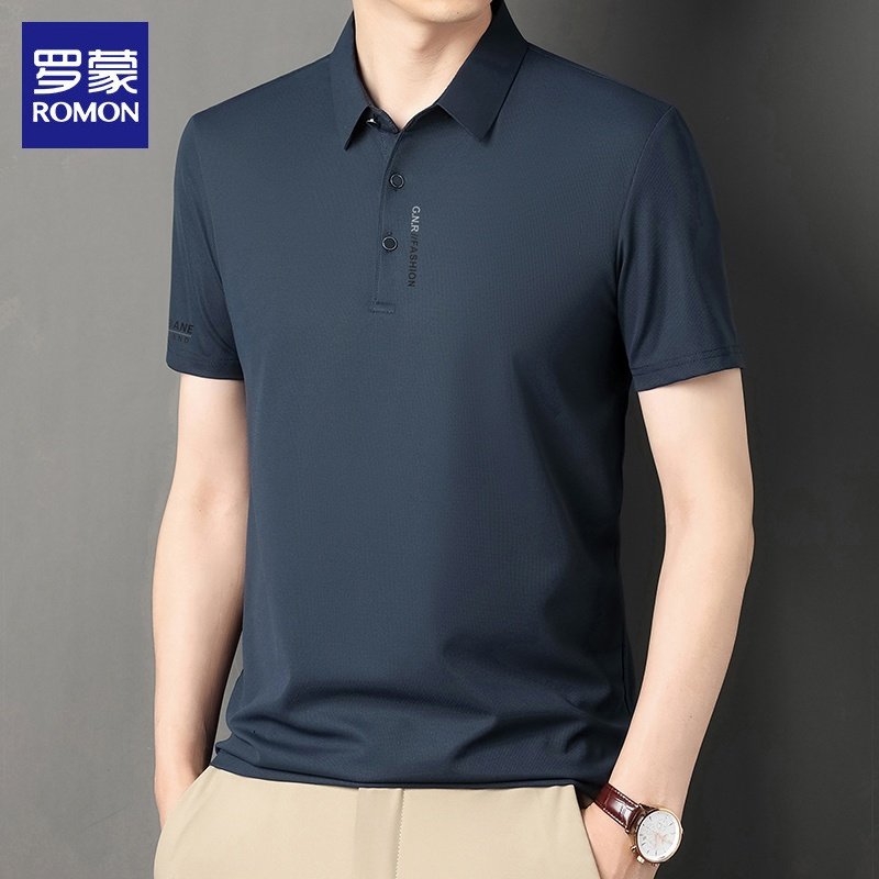 罗蒙polo衫男士夏季新款休闲翻领半袖上衣服冰丝凉感短袖t恤男装