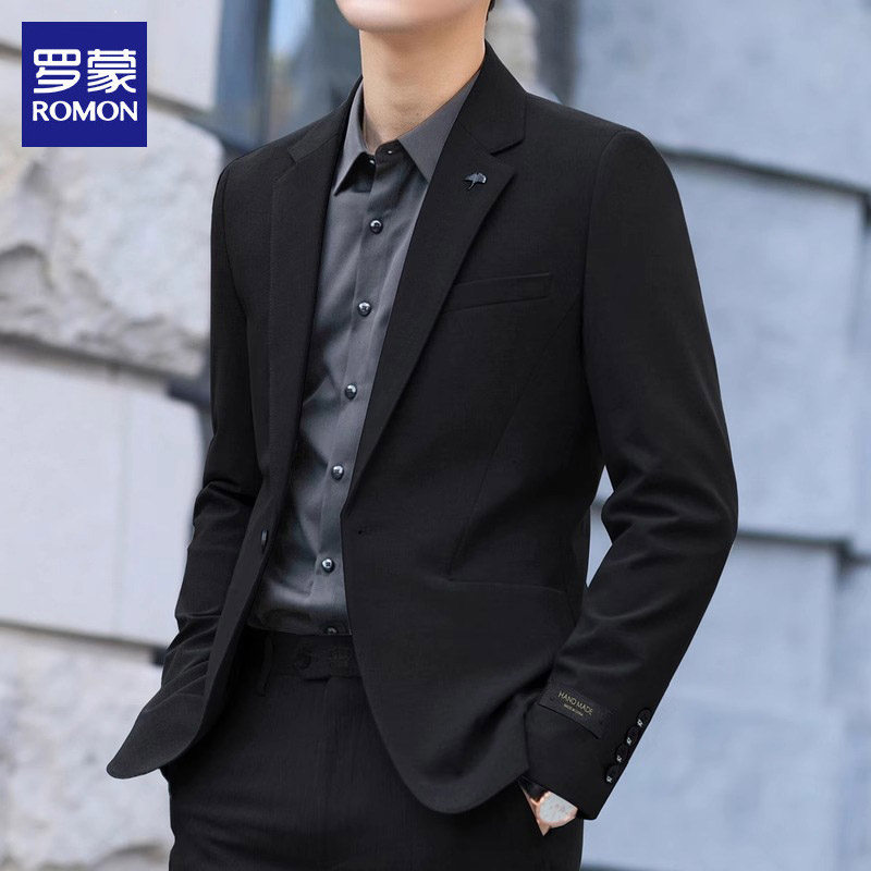 罗蒙西服男士潮流修身商务工作服秋季2026新款休闲单西装外套男装