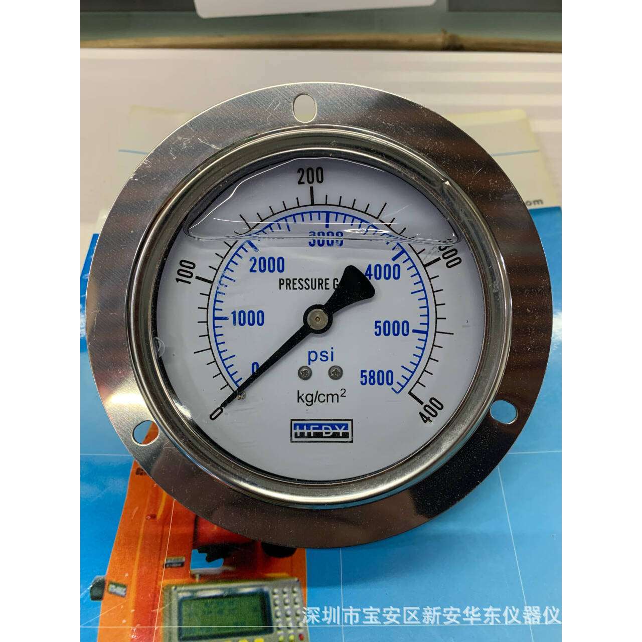 HFDY牌不锈钢压力表轴向带YN100ZT油压表耐震表抗震表 螺纹3/8牙