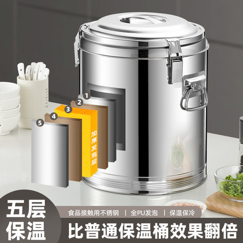 商用大容量不锈钢保温桶加厚食堂米饭汤粥桶豆浆冰粉摆摊长效保温
