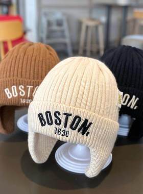儿童秋冬韩版保暖针织护耳帽男童女童帽子冬季防风宝宝套头毛线帽