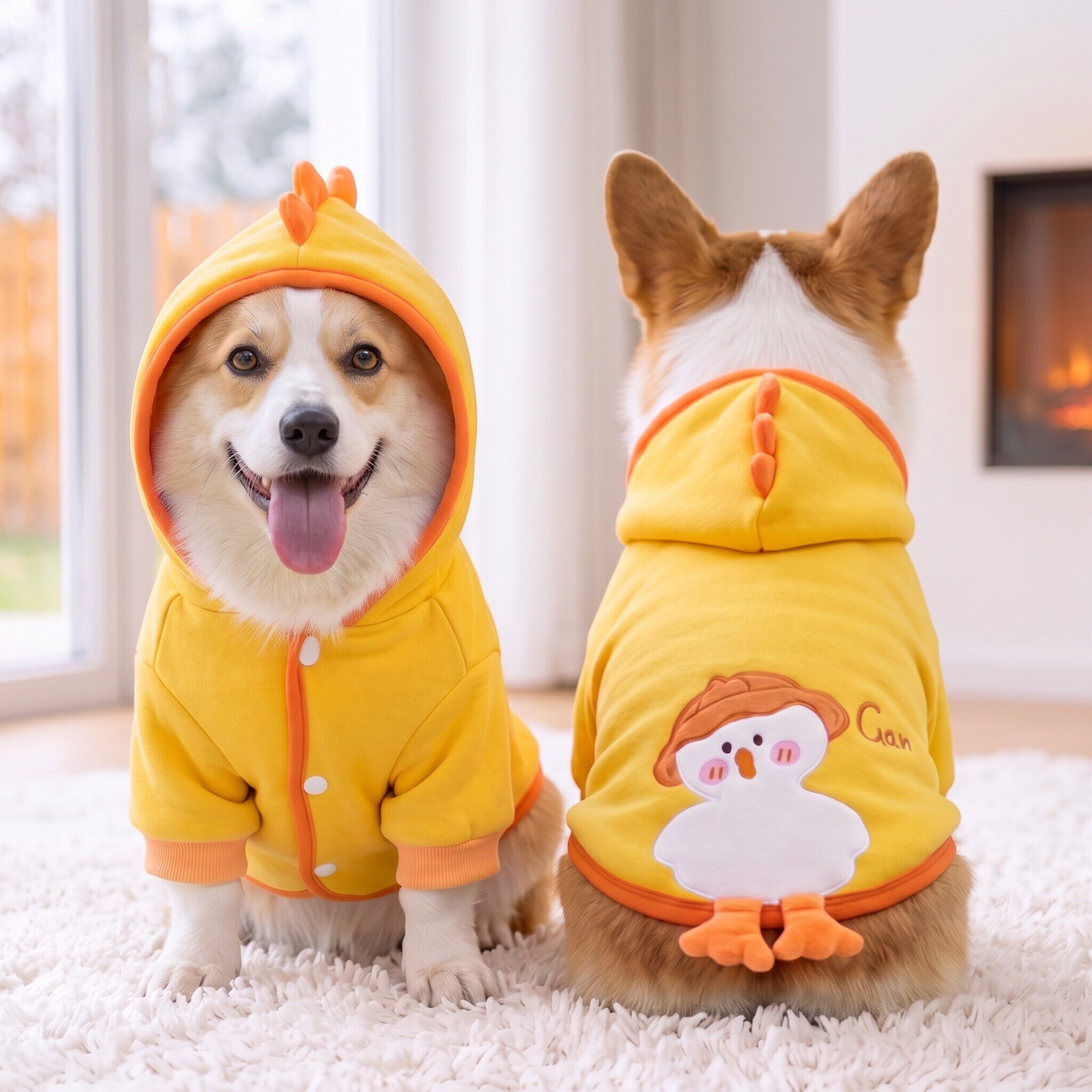 狗狗连帽卫衣秋冬加绒加厚柯基柴犬中型犬衣服可牵引宠物保暖冬装