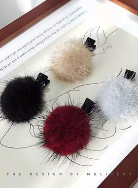 可爱毛绒秋冬夹子头饰少女刘海边夹鸭嘴夹头发卡子简约时尚发夹