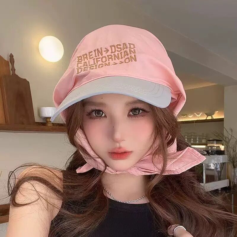夏季2026新款美式复古个性拼色头巾绑带鸭舌帽女潮流时尚防晒帽子