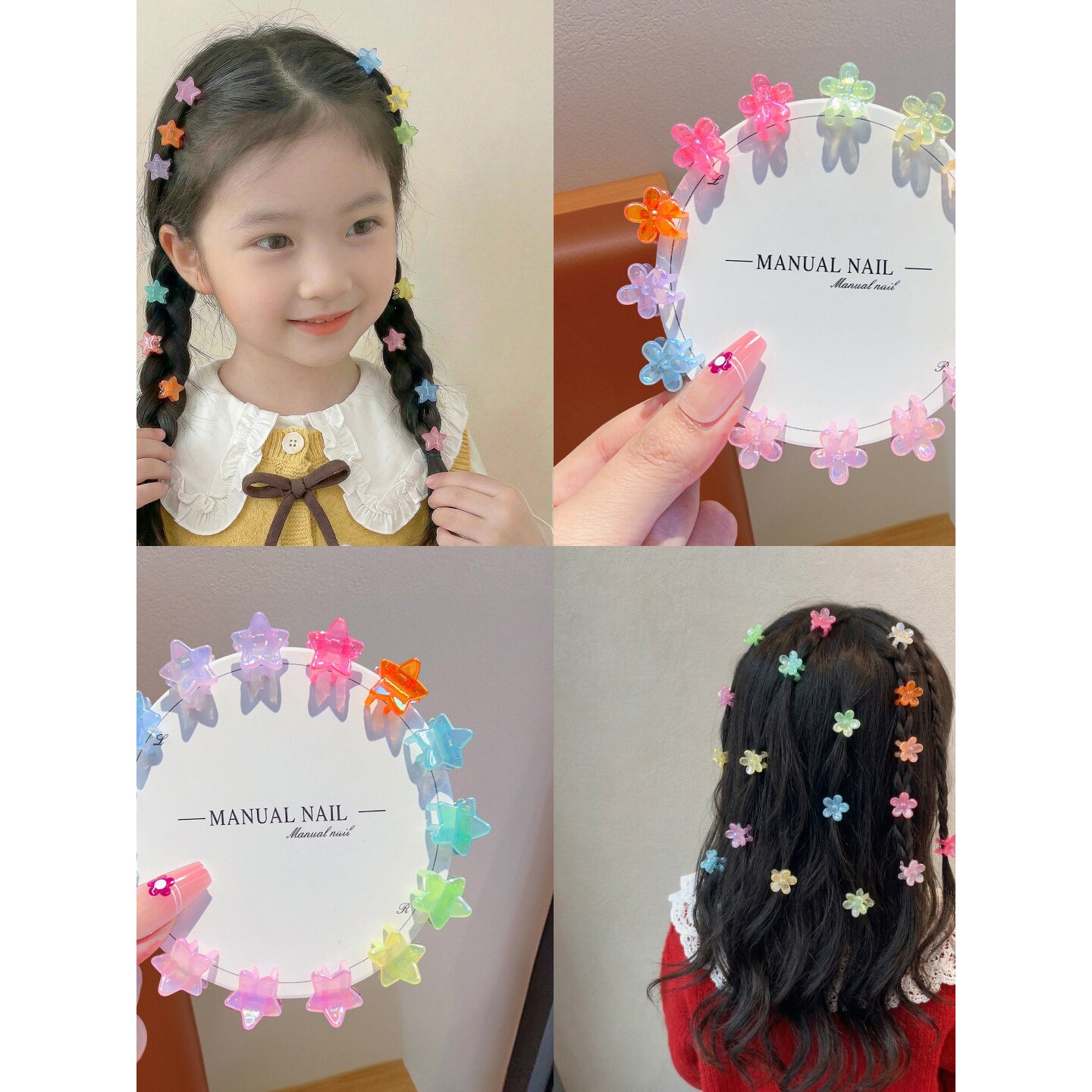 抓夹发夹儿童迷你彩色皇冠星星花朵侧边夹宝宝女童不伤发头饰发饰