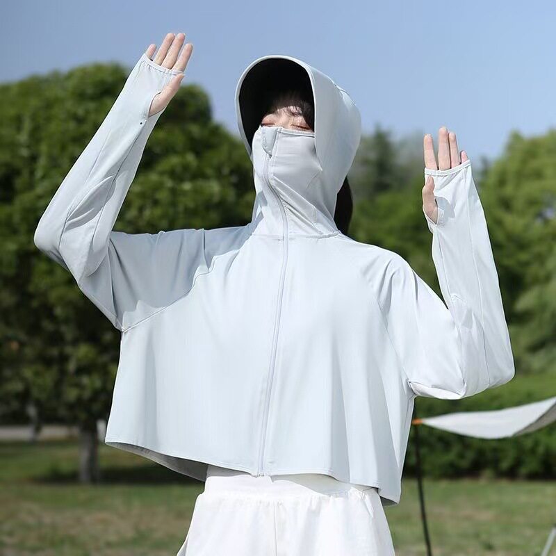 户外黑胶冰丝防晒衣女夏季巨好看防紫外线轻薄透气骑行防晒服外套
