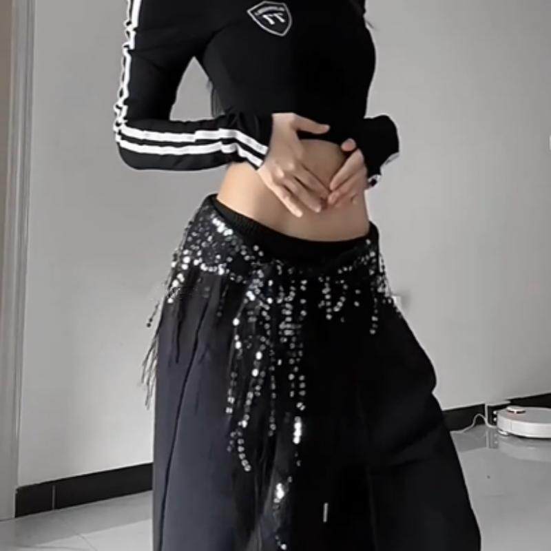 屁帘爵士舞腰链辣妹街舞潮流亮片臀巾舞蹈演出印度舞闪片穿搭腰搭