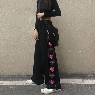 High waisted wide leg loose sanitary pants高腰阔腿宽松卫裤女