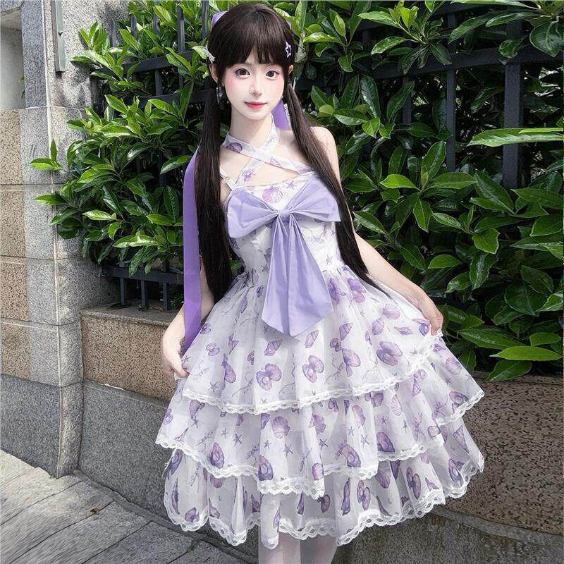 海屿星辰星愿喵Lolita群现货甜美可爱挂脖洛丽塔原创设计吊带裙