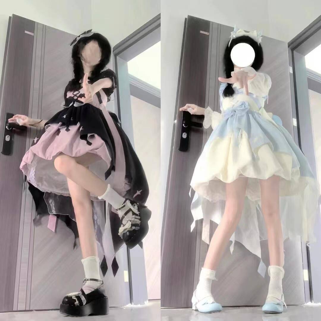正版洛丽塔小魔女lolita夏长短袖连衣裙op小个子花苞裙甜美软妹女
