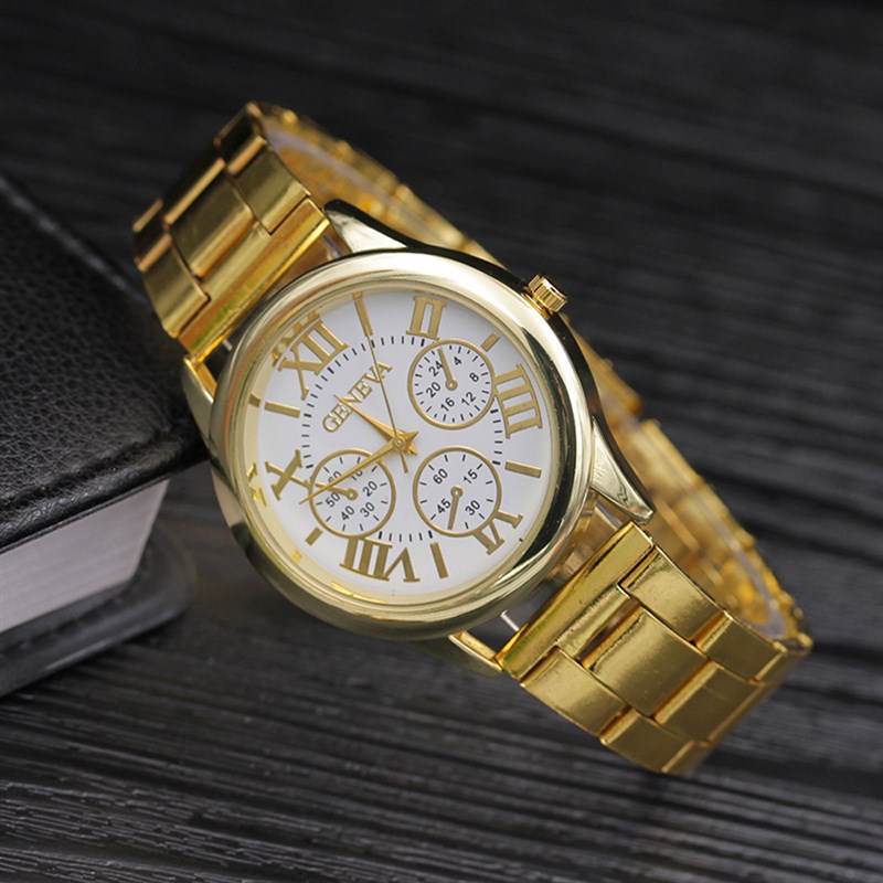 速发2022 New Brand 3 Eyes Gold Geneva Casual Quartz Watch Wo