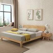 北欧风格 橡胶木软包单双人床民宿标间酒店床公寓出租房床全实木