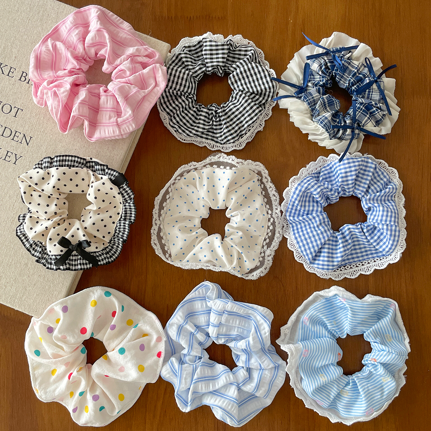 儿童蕾丝花边波点大肠发圈