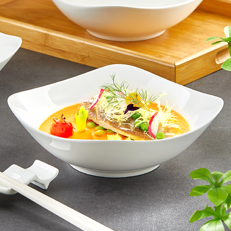 加厚陶瓷纯白简约釉下彩健康餐具