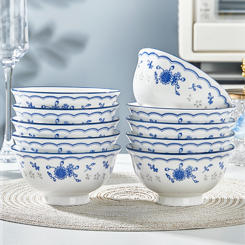 纬廷健康釉下彩陶瓷青花瓷饭碗