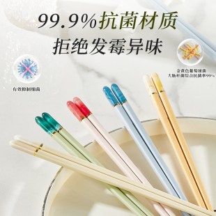 分餐抗菌筷家庭分色筷10双 筷子家用一人一筷防滑不易发霉2025新款