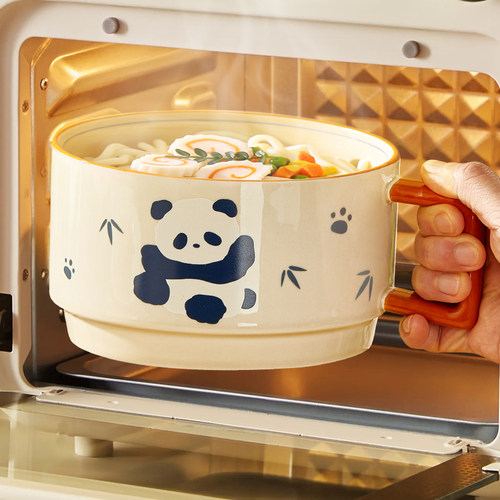 纬廷陶瓷釉下彩可微波带盖泡面碗
