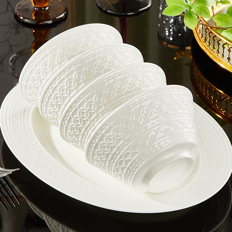 纬廷纯白釉下彩骨瓷饭碗家用餐具