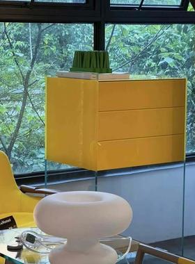 GLAS意大利彩色玻璃抽屉角柜边柜客厅玄关柜卧室梳妆台简约床头柜