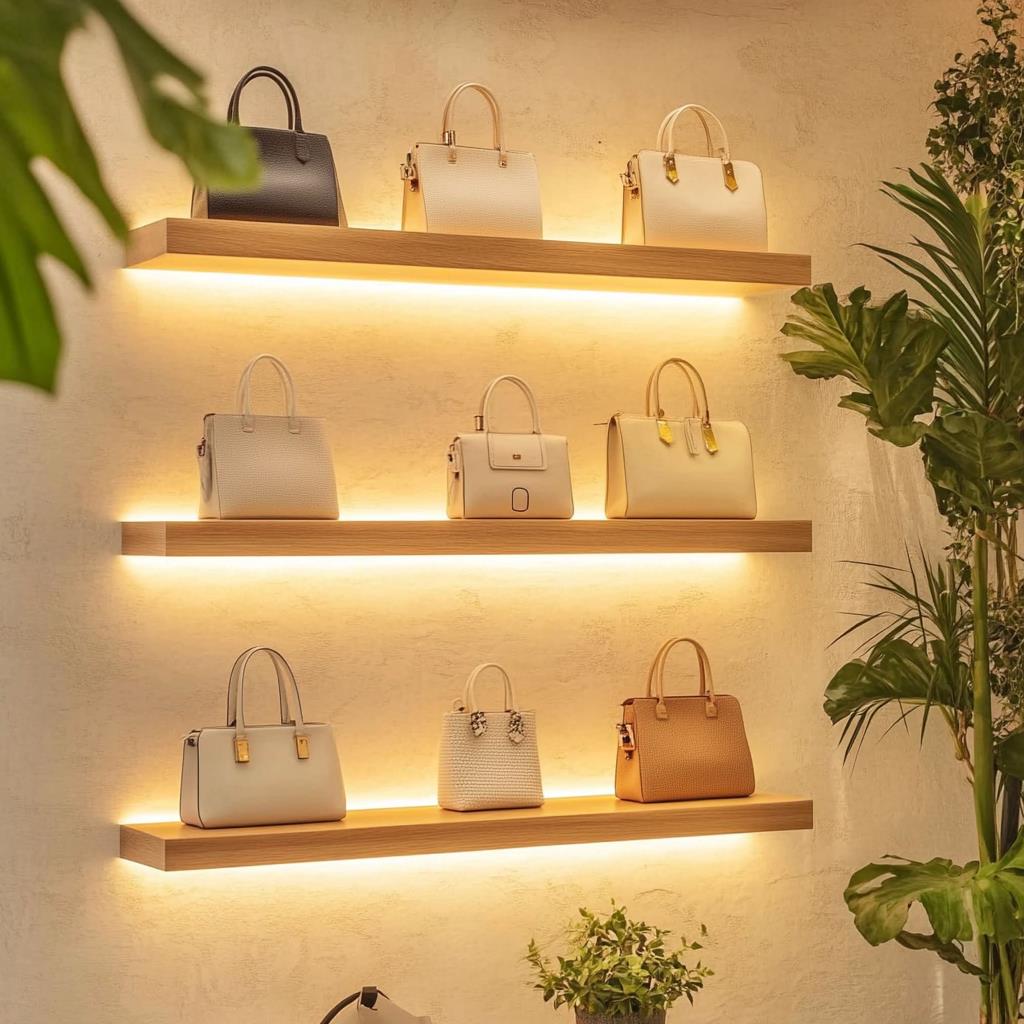 实木灯光置物架墙上原木隔板壁挂发光一字搁板新中式北欧创意书架