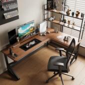 实木转角书桌七字型电脑桌家用l型办公桌卧室拐角电竞桌异形桌子