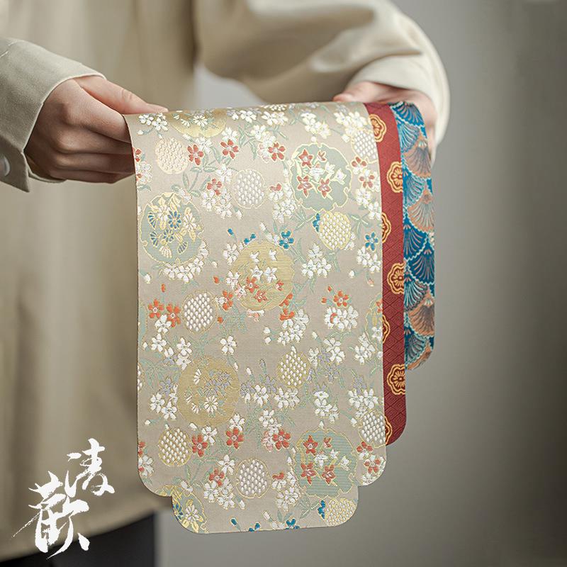 清欢丨日式刺绣防水茶席 锦缎织造复古文艺布艺桌布餐席隔热桌旗