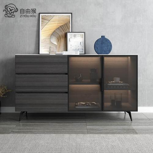 实木餐边柜35cm岩板现代简约意式极简茶水柜客厅收纳柜酒柜斗柜30