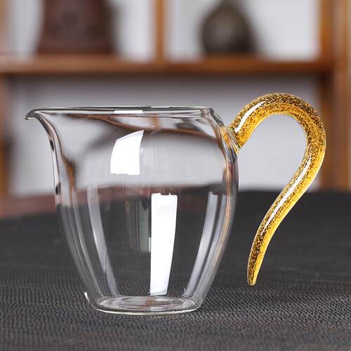 新款 官方现货速发自慢堂玻璃公道杯大蛋盅高硼硅手工亮片分茶器