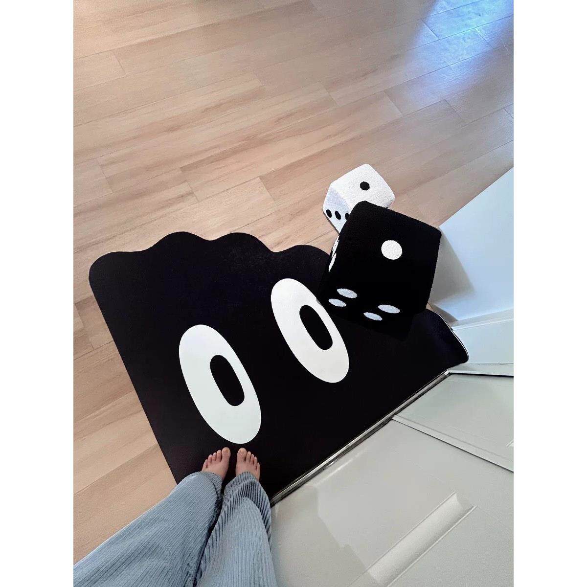 个性黑色眼睛皮革入户门垫可爱玄关PVC进门垫 免洗可裁剪蹭土脚垫,居家布艺,入户地垫,淘宝优惠券,粉丝福利购,淘宝优惠卷
