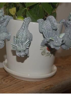 跨境树脂动物挂件卡通小龙挂杯挂花盆花园家居创意挂饰树脂工艺品