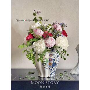意大利中西合璧花瓶陶瓷骨瓷大口径插花瓶子轻奢高级装饰原厂包装