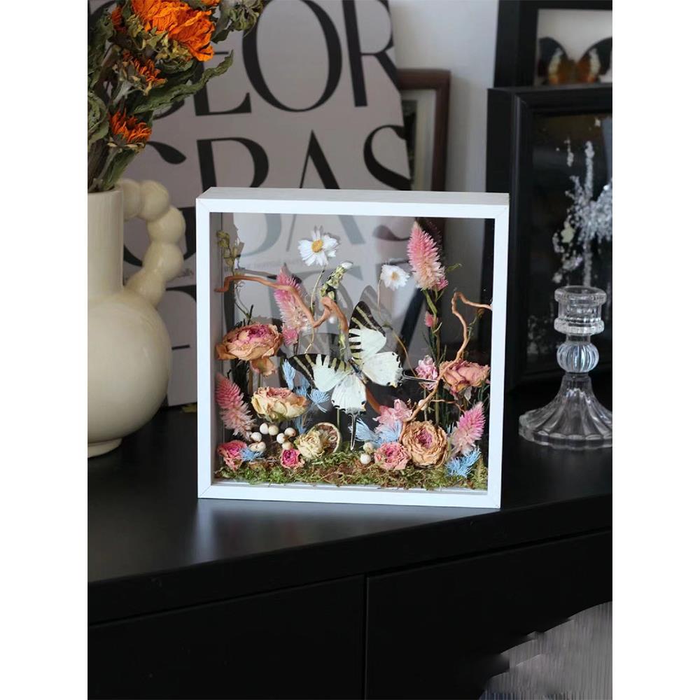 双面玻璃蝴蝶标本微景观科普儿童昆虫饰品干花植物相框个性化礼品