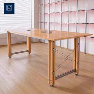 桦木铝型材海洋板会议桌设计师工作台接待洽谈桌长方形客厅书桌子