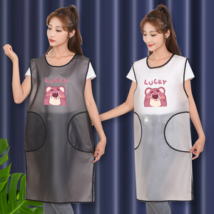透明坎肩式围裙防油防水2023新款网红时尚厨房家用工作服女士定制