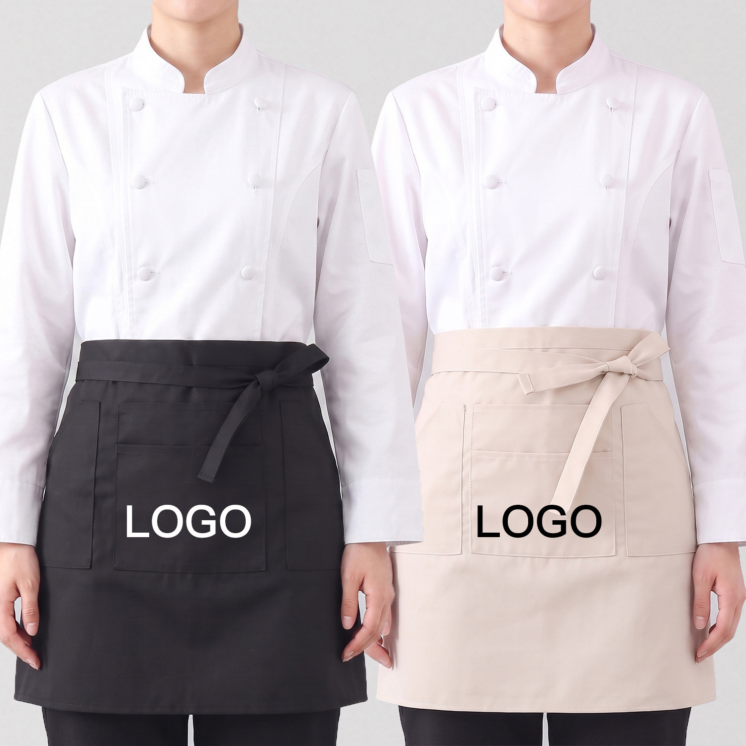 定制logo透气短款半身围裙家用