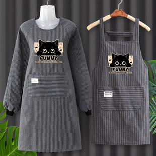 网红美甲可爱长袖围裙女2025新款纯棉男士罩衣工作服厨房家用防油