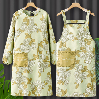 防油罩衣厨房家用工作服长袖围裙女2025新款纯棉可爱餐饮专用做饭