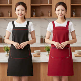 奶茶店围裙定制logo印字工作服厨房家用2026新款时尚餐饮上班专用