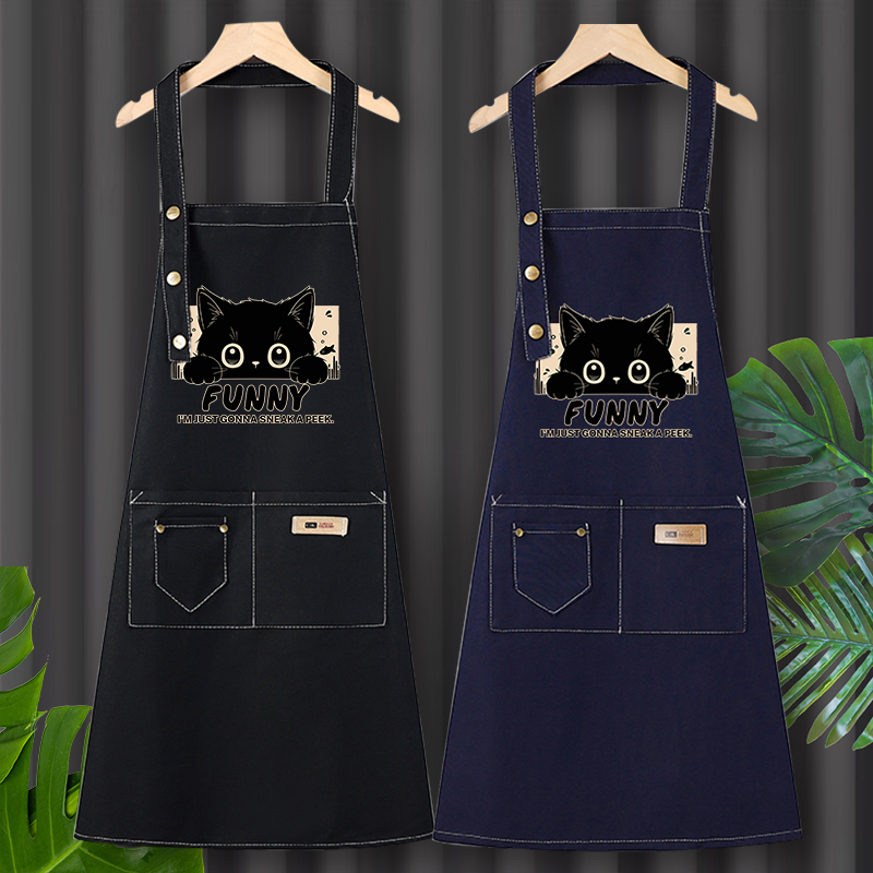 帆布围裙定制logo印字夏天厨房家用2025新款可爱做饭烘焙餐饮专用
