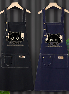 帆布围裙定制logo印字夏天厨房家用2026新款可爱做饭烘焙餐饮专用