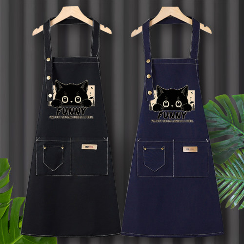 帆布围裙定制logo印字夏天厨房家用2026新款可爱做饭烘焙餐饮专用