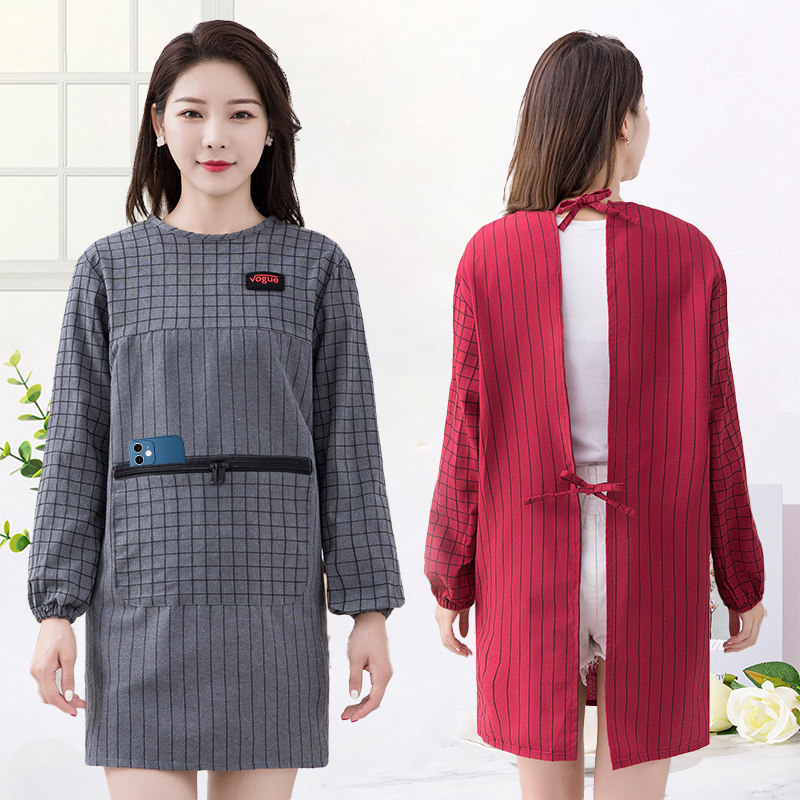 围裙家用厨房纯棉长袖女203新