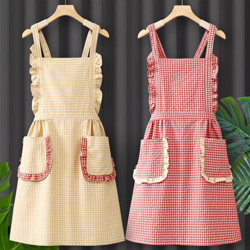 漂亮工作服做饭围裙女2025新款纯棉质量好的厨房家用夏天餐饮专用