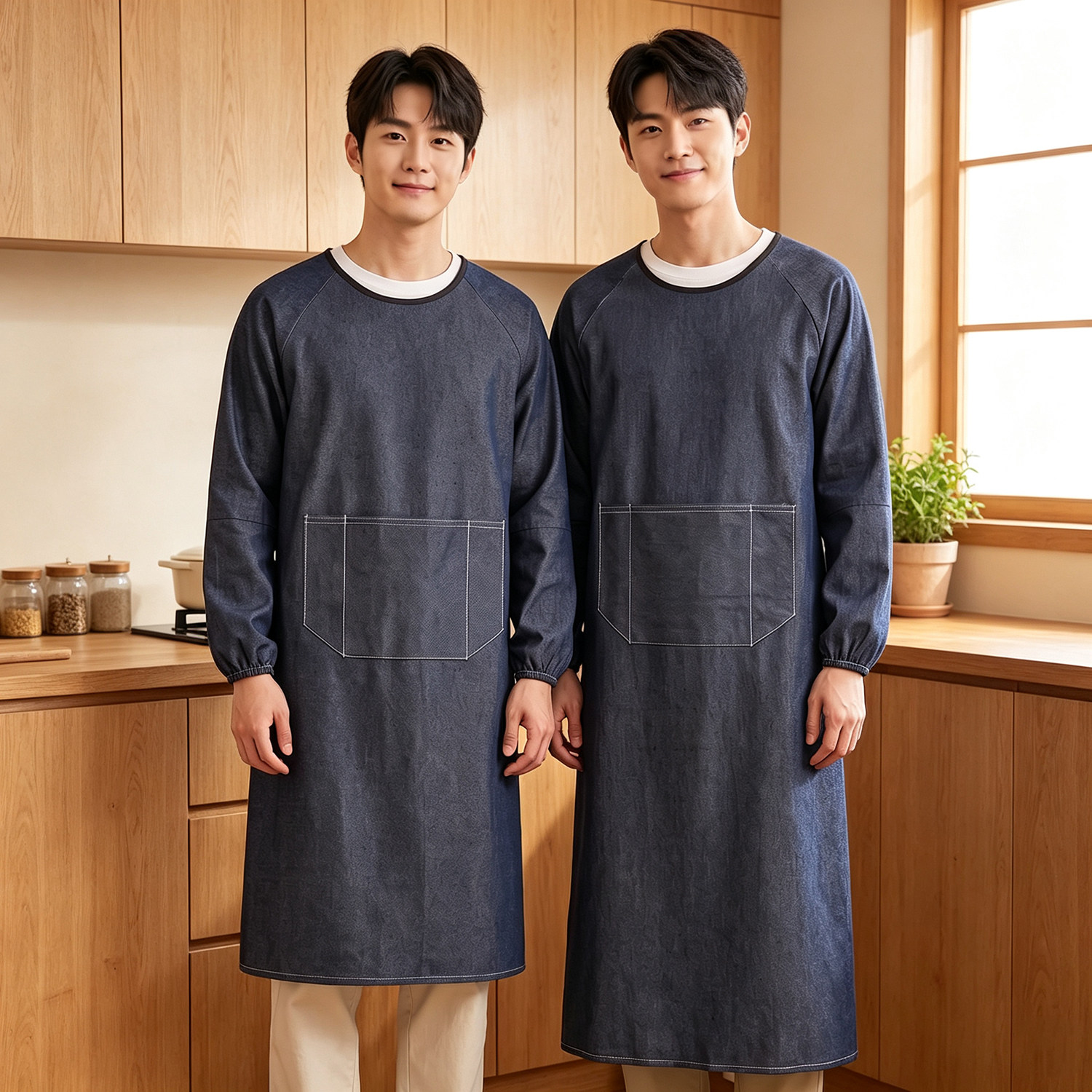 牛仔布厨房围裙大码250斤可穿