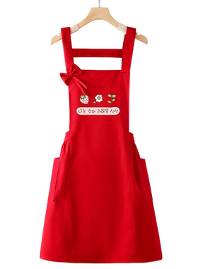 可定制logo印字防水围裙工作服女
