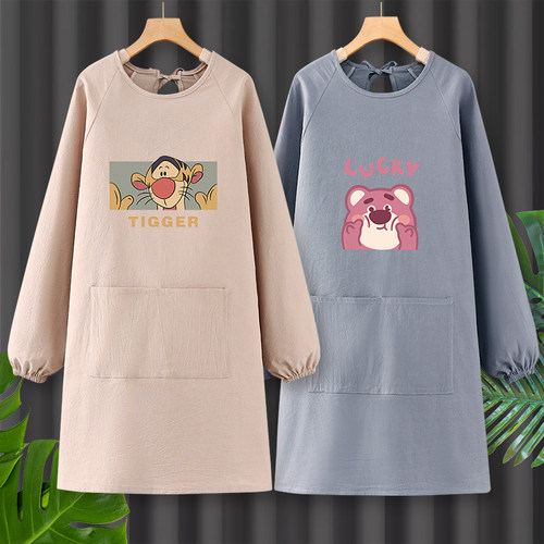 长袖纯棉罩衣围裙可定制印字